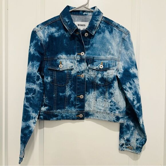 Anthropologie BB Dakota Kane Acid Wash Denim Jacket Women's Size Small NWT - Picture 3 of 13